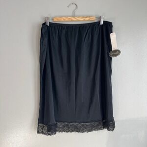 Vintage Wondermaid Black Nylon Half Slip Lace Trim Skirt 2XL 41250 NWT